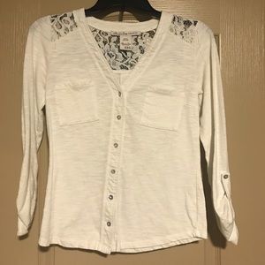 American Rag 3/4 Sleeve Shirt with Lace Back